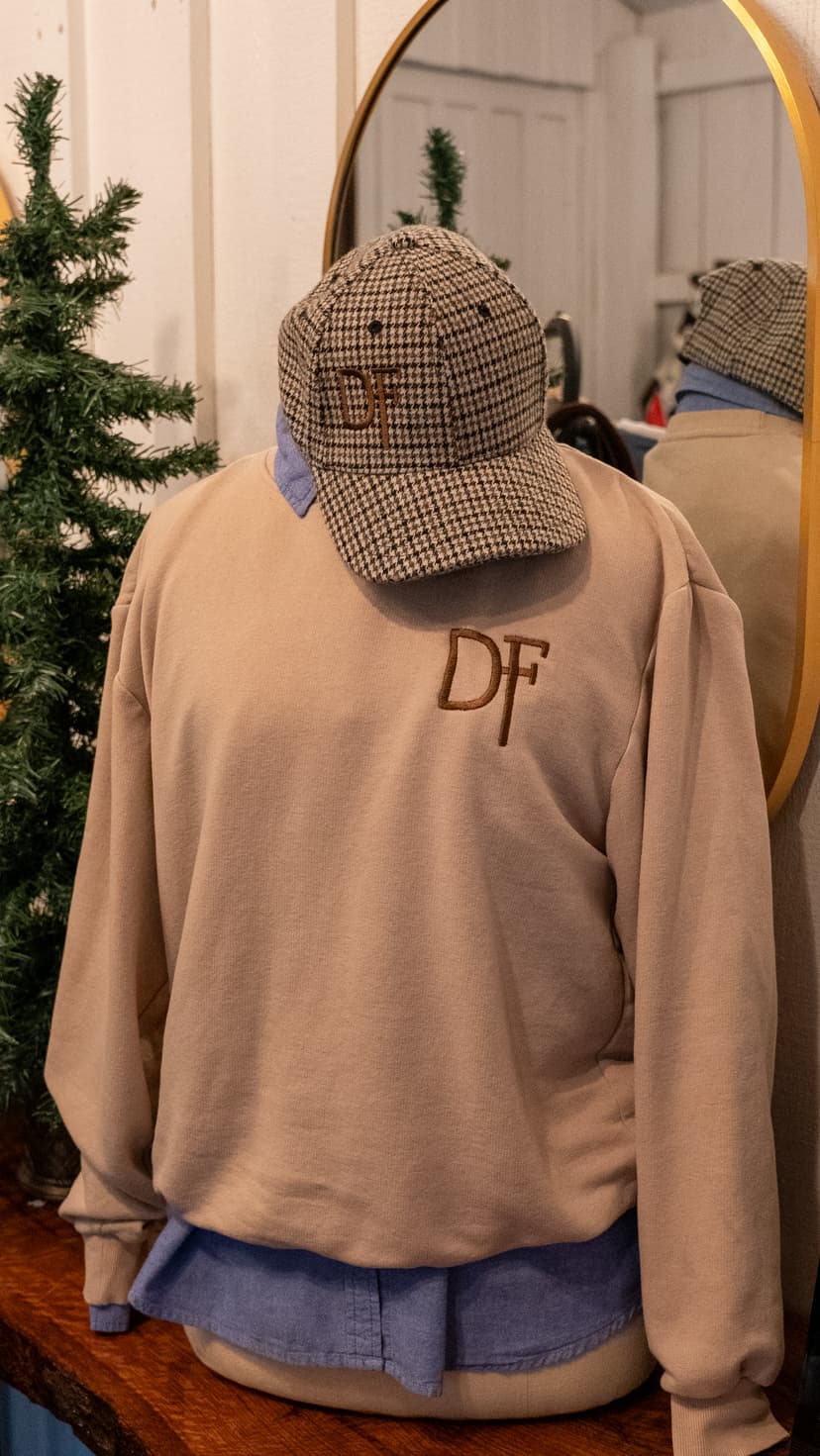 Custom embroidered DF hat and sweatshirt